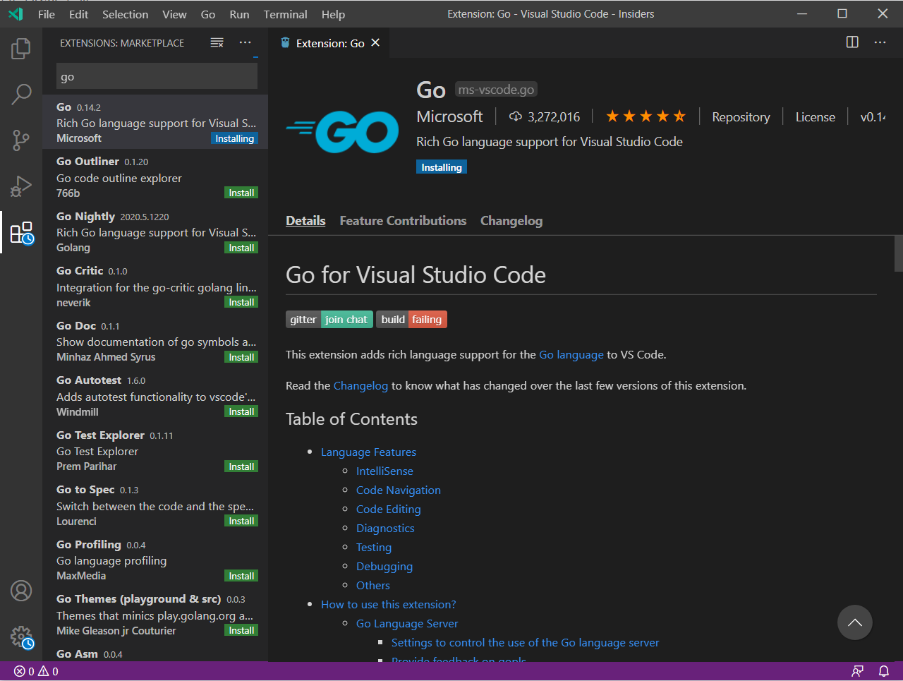 Go for Visual Studio Code